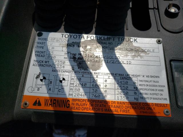 73573 - 2016 TOYOTA FORKLIFT Նարնջագույն լուսանկար 10