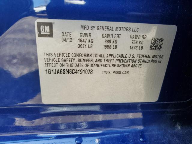 1G1JA6SH6C4191078 - 2012 CHEVROLET SONIC LS BLUE photo 12