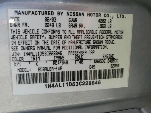 1N4AL11D53C228846 - 2003 NISSAN ALTIMA BASE BEIGE photo 12