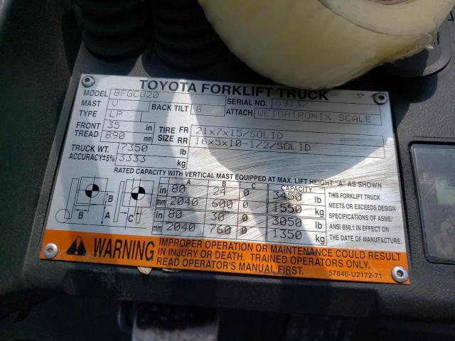 69137 - 2015 TOYOTA FORKLIFT ORANGE photo 10