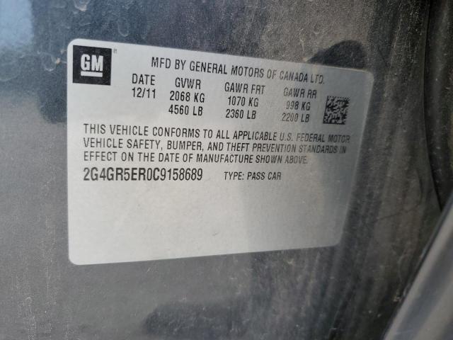 2G4GR5ER0C9158689 - 2012 BUICK REGAL 黑色 照片 12