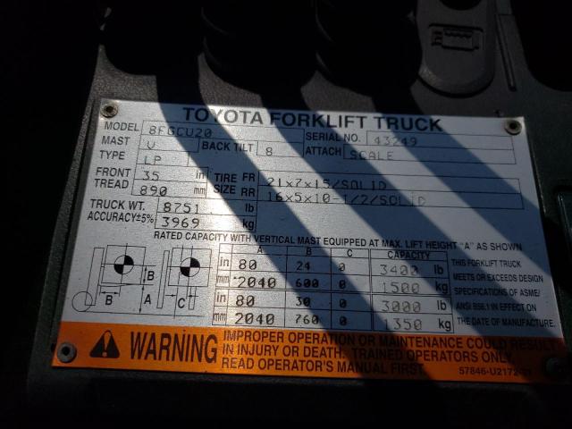 43249 - 2013 TOYOTA FORKLIFT ORANGE photo 10