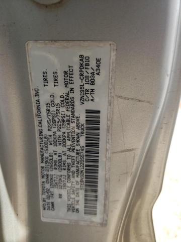 5TESN92N12Z055745 - 2002 TOYOTA TACOMA XTRACAB PRERUNNER ნაცრისფერი ფოტო 12