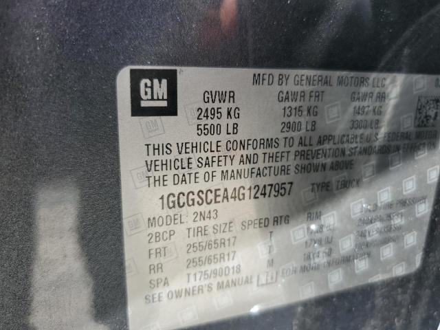 1GCGSCEA4G1247957 - 2016 CHEVROLET COLORADO LT GRAY photo 12