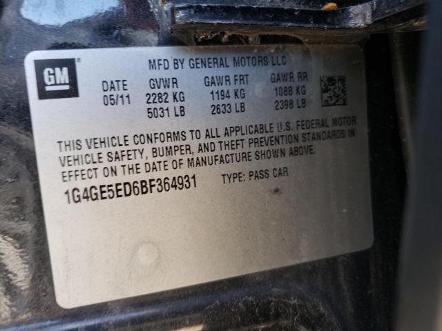 1G4GE5ED6BF364931 - 2011 BUICK LACROSSE CXS BLACK photo 12