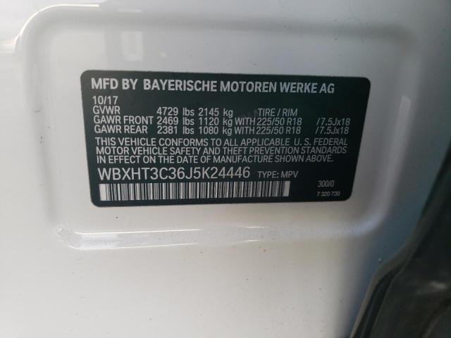 WBXHT3C36J5K24446 - 2018 BMW X1 XDRIVE28I WHITE photo 12