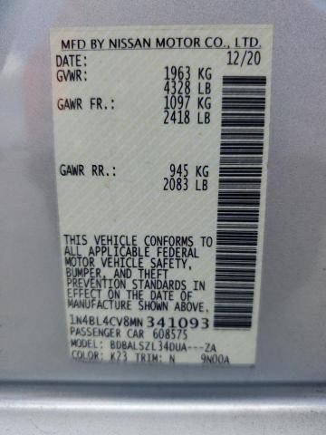 1N4BL4CV8MN341093 - 2021 NISSAN ALTIMA SR SILVER photo 13