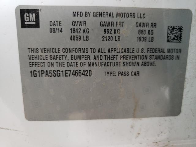 1G1PA5SG1E7466420 - 2014 CHEVROLET CRUZE LS WHITE photo 12