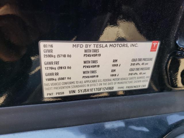 5YJSA1E17GF124968 - 2016 TESLA MODEL S Чорний фото 12