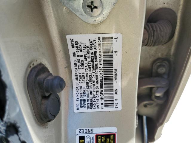 1HGFA16858L001313 - 2008 HONDA CIVIC EX GOLD photo 12