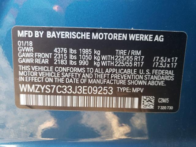 WMZYS7C33J3E09253 - 2018 MINI COOPER COUNTRYMAN BLUE photo 12