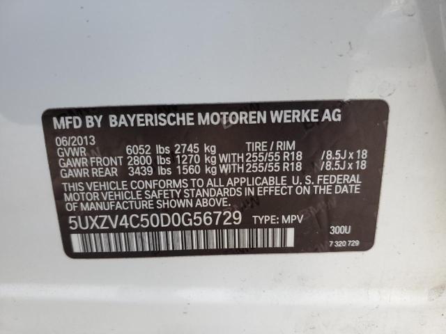 5UXZV4C50D0G56729 - 2013 BMW X5 XDRIVE35I WHITE photo 14