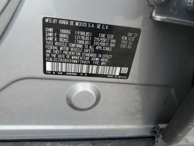 3CZRU6H34MM739804 - 2021 HONDA HR-V LX SILVER photo 12