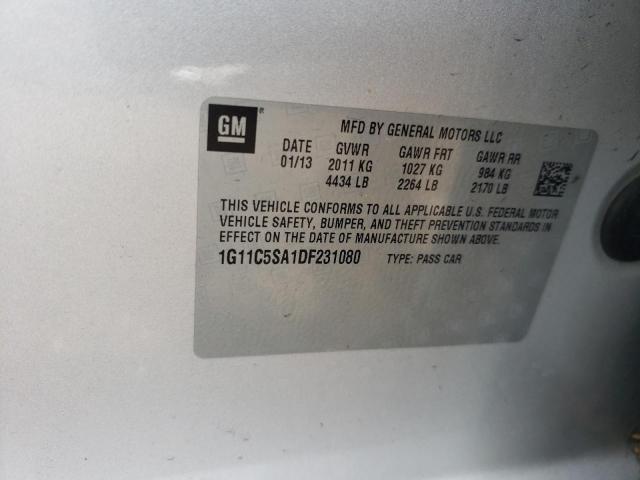 1G11C5SA1DF231080 - 2013 CHEVROLET MALIBU 1LT 银色 照片 12