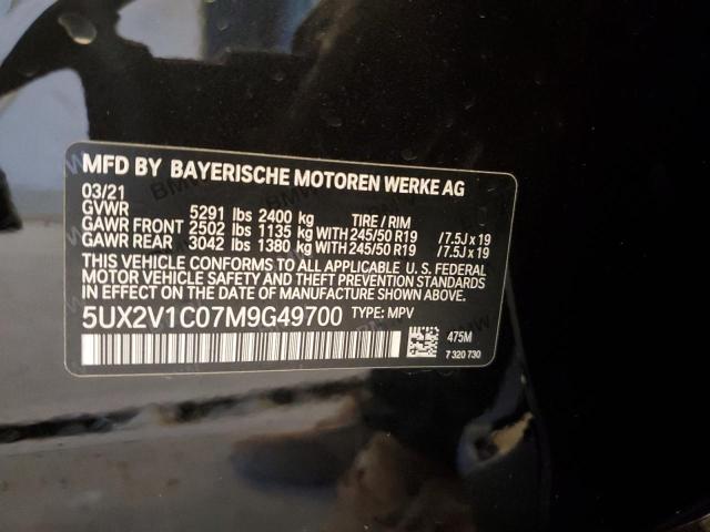 5UX2V1C07M9G49700 - 2021 BMW X4 XDRIVE30I BLACK photo 12