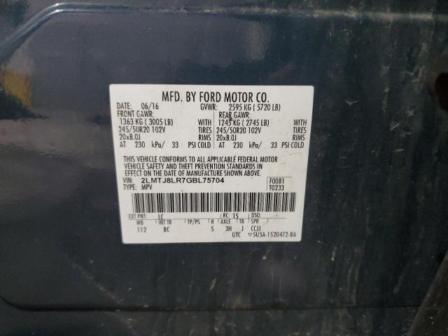 2LMTJ8LR7GBL75704 - 2016 LINCOLN MKX RESERVE BLUE photo 14