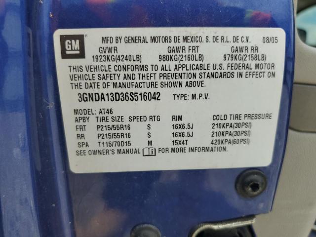3GNDA13D36S516042 - 2006 CHEVROLET HHR LS BLUE photo 13