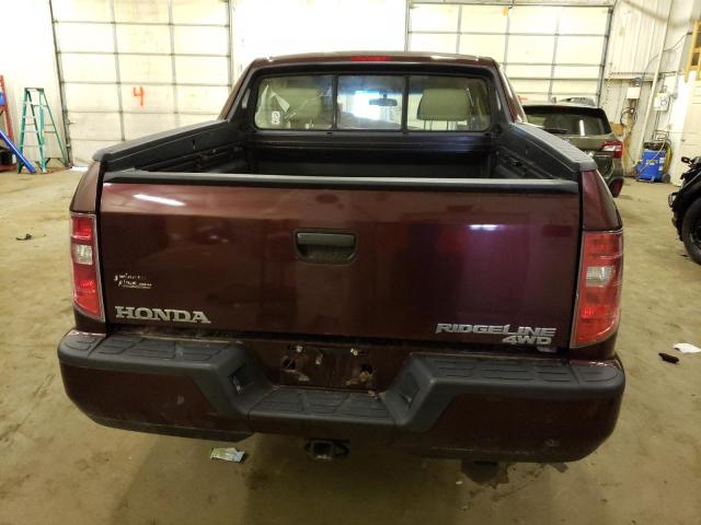 2HJYK16299H502554 - 2009 HONDA RIDGELINE RT BURGUNDY photo 6