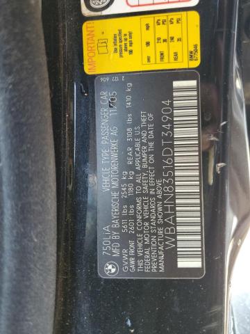 WBAHN83516DT34904 - 2006 BMW 750 LI BLACK photo 12