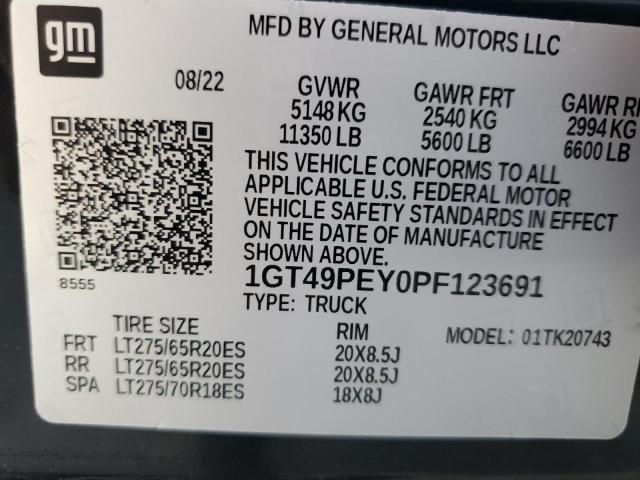 1GT49PEY0PF123691 - 2023 GMC SIERRA K2500 AT4 BLACK photo 12