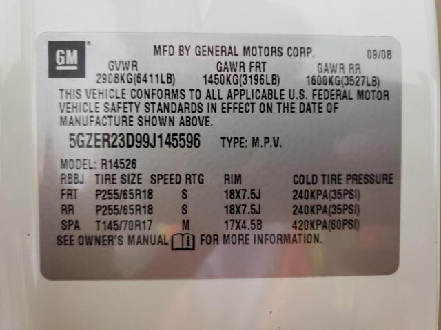 5GZER23D99J145596 - 2009 SATURN OUTLOOK XR WHITE photo 13