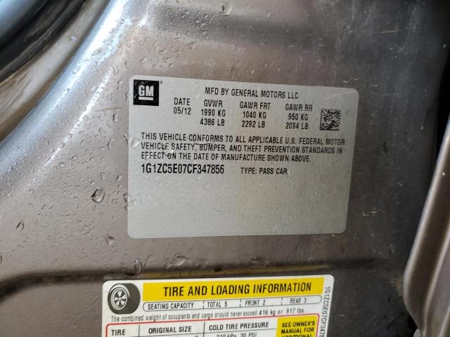 1G1ZC5E07CF347856 - 2012 CHEVROLET MALIBU 1LT 灰色 照片 12