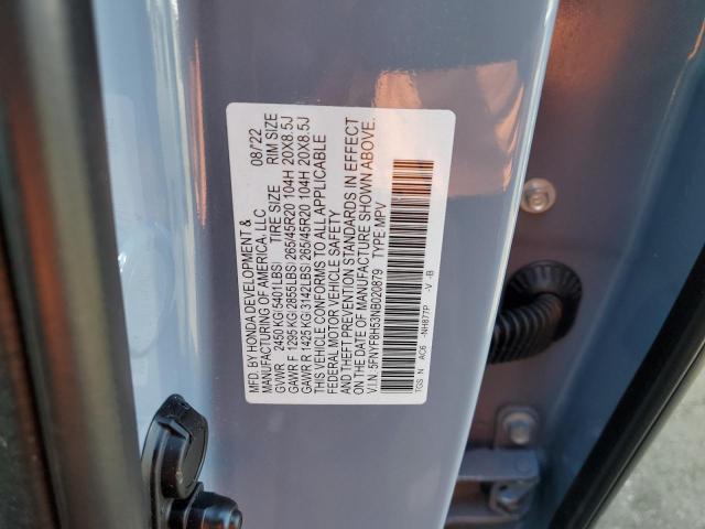 5FNYF8H53NB020879 - 2022 HONDA PASSPORT EXL BLUE photo 12
