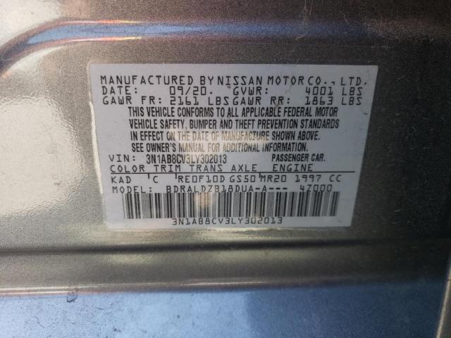 3N1AB8CV3LY302013 - 2020 NISSAN SENTRA SV GRAY photo 13