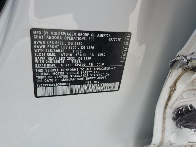 1V2CP2CA9JC596586 - 2018 VOLKSWAGEN ATLAS SE Білий фото 12