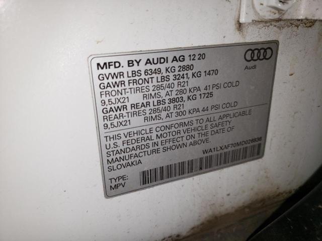 WA1LXAF70MD026836 - 2021 AUDI Q7 PREMIUM PLUS WHITE photo 13