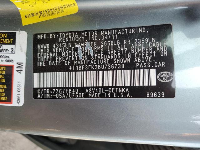 4T1BF3EK2BU736738 - 2011 TOYOTA CAMRY BASE Zielony zdjęcie 12