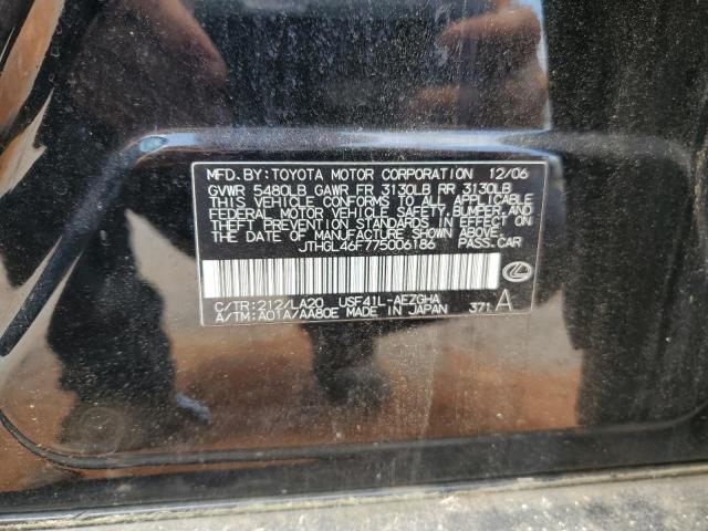 JTHGL46F775006186 - 2007 LEXUS LS 460L BLACK photo 12