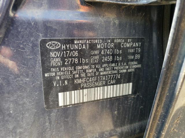 KMHFC46F17A177774 - 2007 HYUNDAI AZERA SE BLUE photo 12