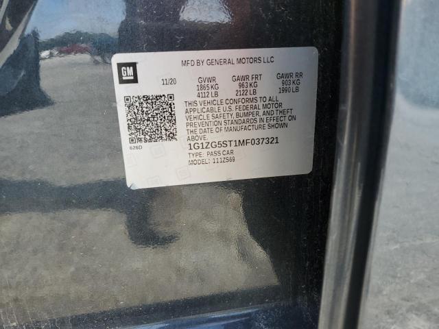 1G1ZG5ST1MF037321 - 2021 CHEVROLET MALIBU RS CHARCOAL photo 12