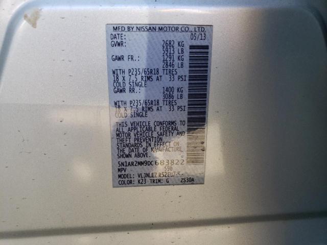 5N1AR2MM9DC683822 - 2013 NISSAN PATHFINDER S SILVER photo 13