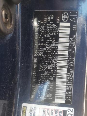 2T1KR32E85C456401 - 2005 TOYOTA COROLLA MA XR BLUE photo 10