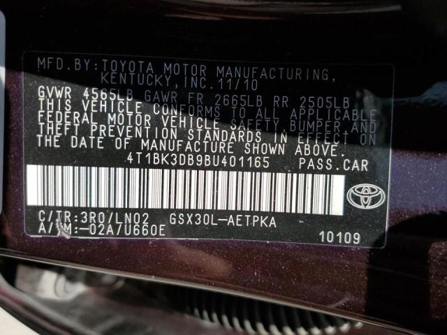 4T1BK3DB9BU401165 - 2011 TOYOTA AVALON BASE Bordo foto 13