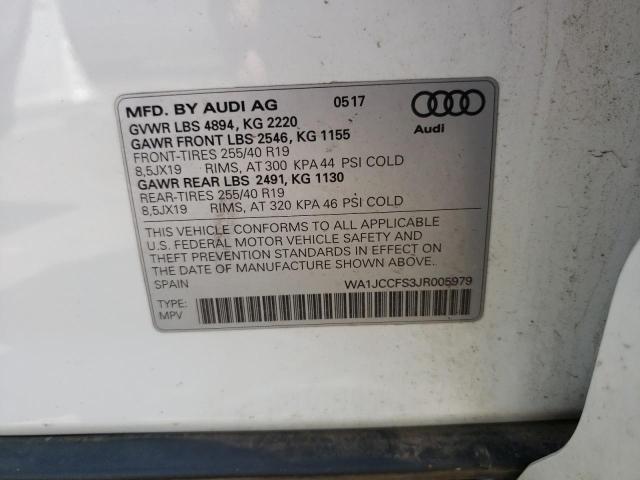 WA1JCCFS3JR005979 - 2018 AUDI Q3 PREMIUM PLUS WHITE photo 13