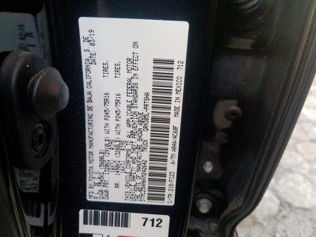 3TMCZ5AN6KM242642 - 2019 TOYOTA TACOMA DOUBLE CAB  照片 10