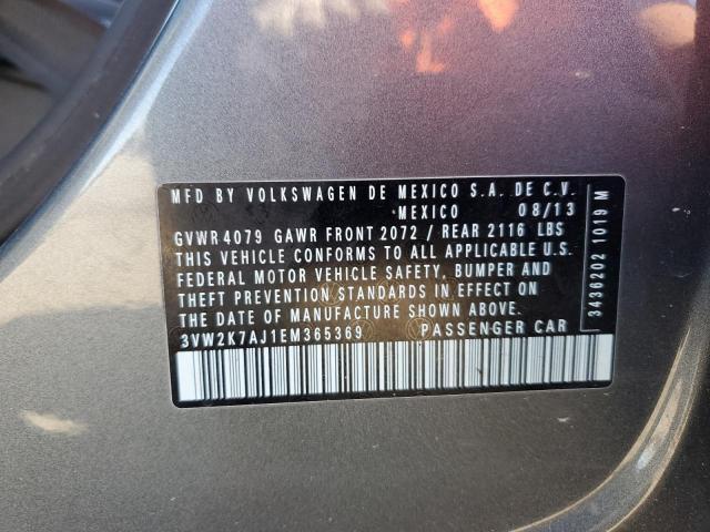 3VW2K7AJ1EM365369 - 2014 VOLKSWAGEN JETTA BASE გრაფიტი ფოტო 12