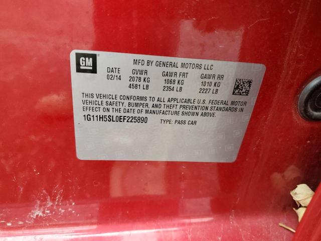 1G11H5SL0EF225890 - 2014 CHEVROLET MALIBU LTZ წითელი ფოტო 12