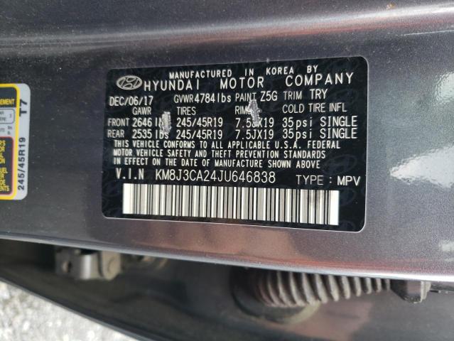 KM8J3CA24JU646838 - 2018 HYUNDAI TUCSON VALUE GRAY photo 13