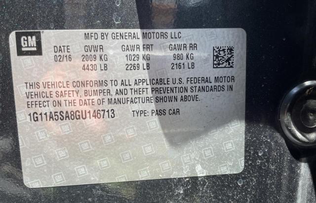 1G11A5SA8GU146713 - 2016 CHEVROLET MALIBU LIM LS 灰色 照片 10