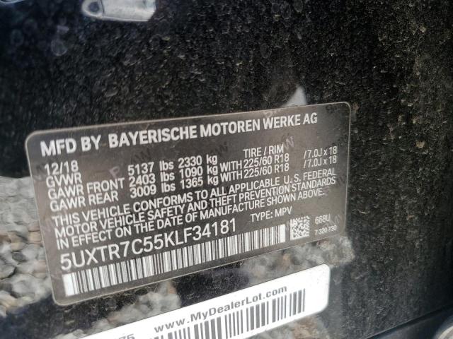 5UXTR7C55KLF34181 - 2019 BMW X3 SDRIVE30I BLACK photo 13