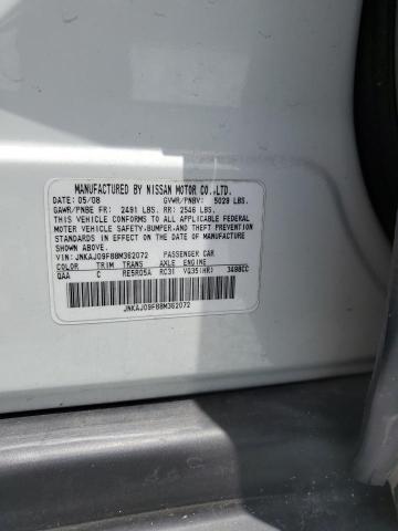 JNKAJ09F88M362072 - 2008 INFINITI EX35 BASE WHITE photo 13
