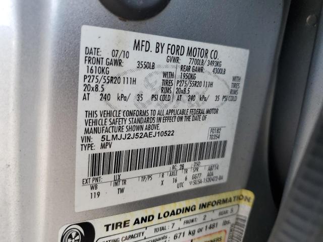 5LMJJ2J52AEJ10522 - 2010 LINCOLN NAVIGATOR ვერცხლისფერი ფოტო 13