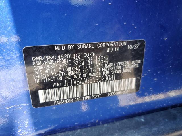 JF1VBAA65N9023081 - 2022 SUBARU WRX BLUE photo 12