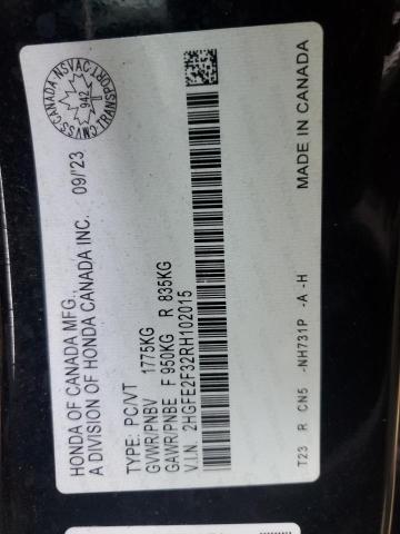 2HGFE2F32RH102015 - 2024 HONDA CIVIC EX BLACK photo 12