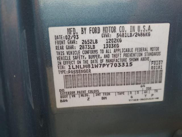 1LNLM81W7PY703315 - 1993 LINCOLN TOWN CAR EXECUTIVE Blau Foto 12