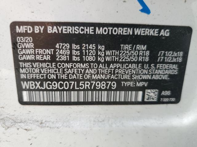 WBXJG9C07L5R79879 - 2020 BMW X1 XDRIVE28I WHITE photo 14